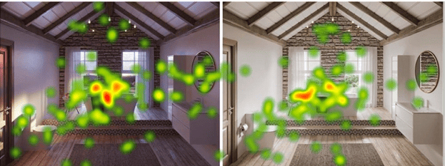 Day vs. night bathroom image heatmap -  What images are best for marketing property?