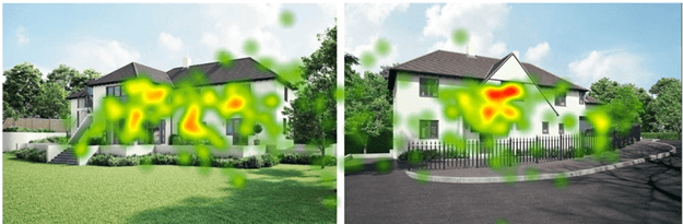 Heatmap of where people look at property images -  What images are best for marketing property?